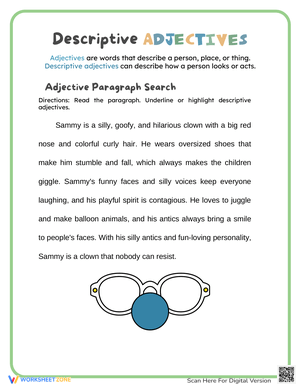 Descriptive Adjectives Reading Practice