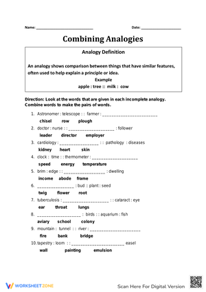 Combining Analogy Worksheets for Practice