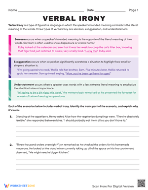 Understanding Verbal Irony: Examples and Exercises
