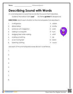 Describing Sound with Words: Activity Sheet