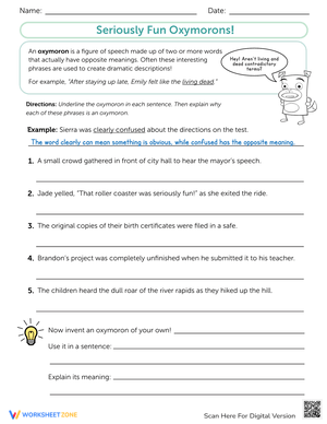 Seriously Fun Oxymorons: Activity Worksheet