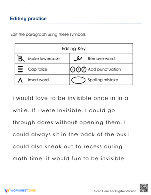 Improve Writing: Editing Practice Worksheet