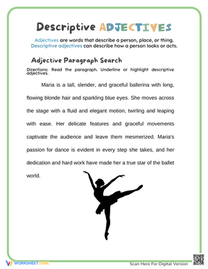 Descriptive Adjectives: Paragraph Search Activity