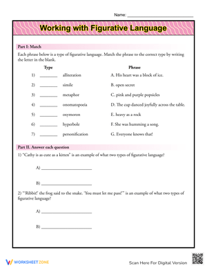 Working with Figurative Language: Activity Sheet