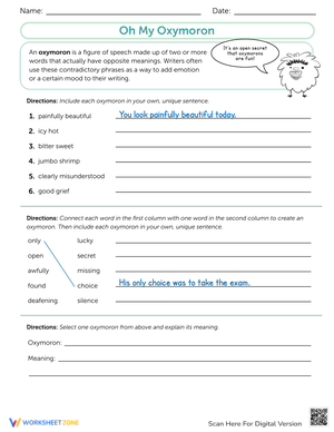 Exploring Oxymoron: Find the Contradiction