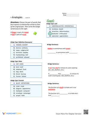 Grade 10 Analogies: Challenging Relationships