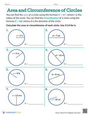 Area and Circumference of Circles