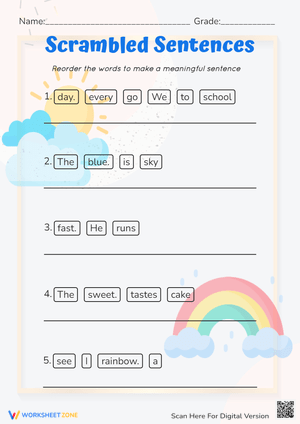 Scrambled Sentences Grammar Practice Worksheet