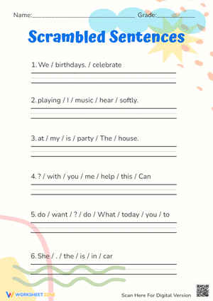 Fun Scrambled Sentences For Grammar And Handwriting