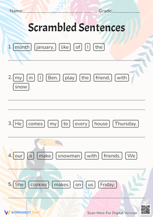 Scrambled Sentences: Unscramble & Write! Grades 1-3 Grammar Fun