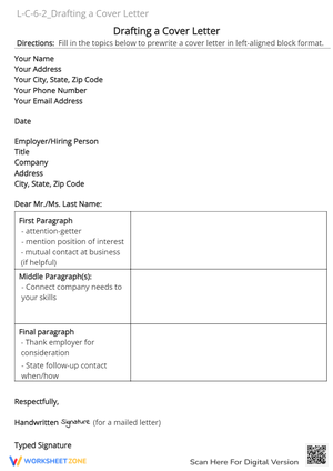 Cover Letter Template: Job Application Writing Guide & Worksheet