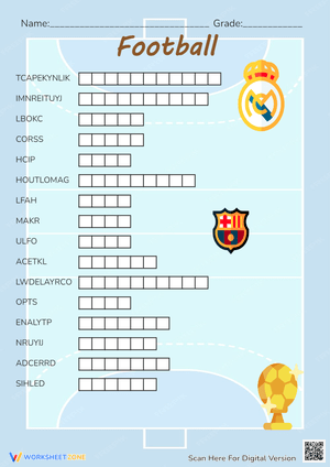 Football-Themed Word Scramble