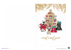 Printable 'Woof Woof Year' New Year Card