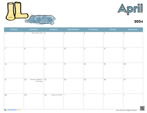 Printable Calendar for Kids - Monthly Planning