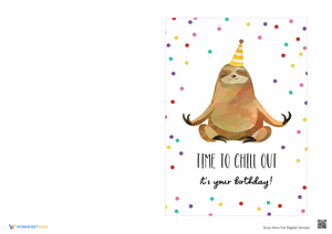 Happy Sloth Birthday Card Printable