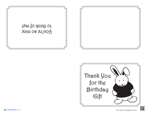Printable Birthday Thank You Card Design