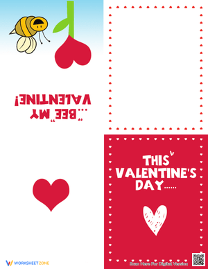 'Bee My Valentine' Printable Card Design