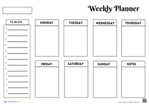 B&W Weekly Planner 2 for Time Management