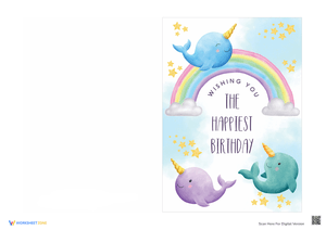 Design a Watercolor Narwhal Happy Birthday Card