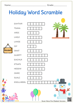 Holiday Word Scramble