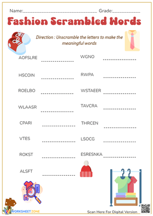 Fashion Scrambled Words 
