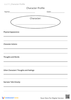 Character Profile Worksheet - Analyze Story Characters!
