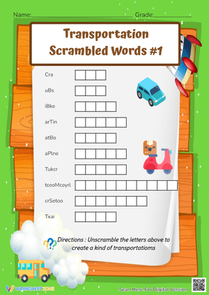 Transportation Scramble #1 - Unscramble the Vehicles!