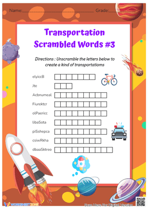 Unscramble Transportation Words in This Puzzle
