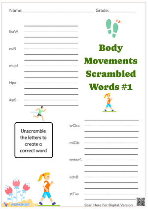 Body Movements Scrambled Words #1