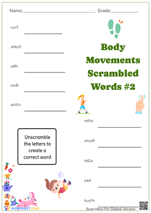 Body Movements Scrambled Words #2