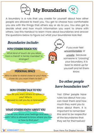 Free Printable Boundaries Worksheets for Students