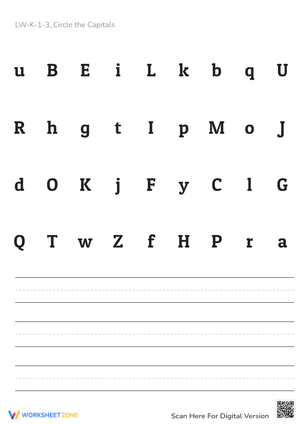 Circle the Capitals! Letter Recognition Worksheet for K-1