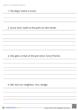 Proper Nouns Practice Worksheet