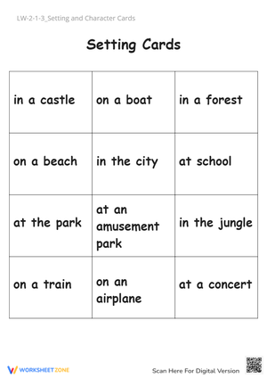 Story Setting Cards - Creative Writing Prompts Grades 1-3