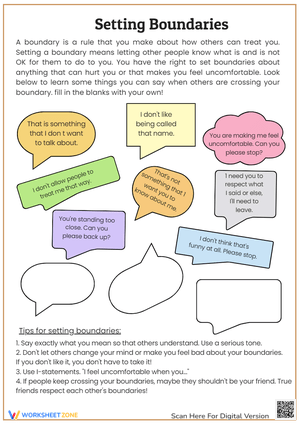Free Printable Boundaries Worksheets for Students