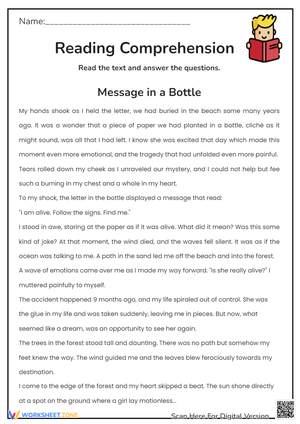 Message in a Bottle - Reading Comprehension Story & Questions