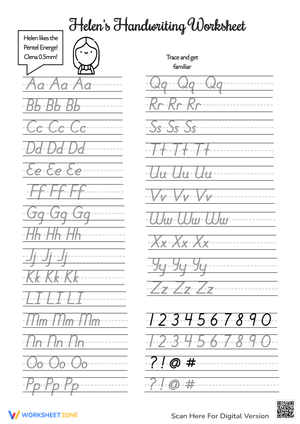 Helen's Handwriting: A-Z and 1-10