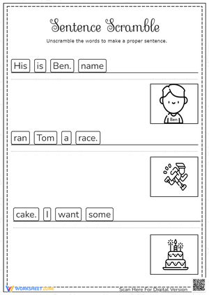 Sentence Scramble Worksheets