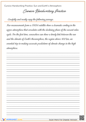 Sun & Earth Cursive Handwriting Practice - Grades 3-5