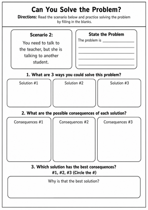 Essential Problem-Solving Worksheet | Grade 3 Social Skills