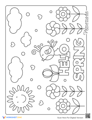 Hello Spring: A Fun Coloring Page for Kids