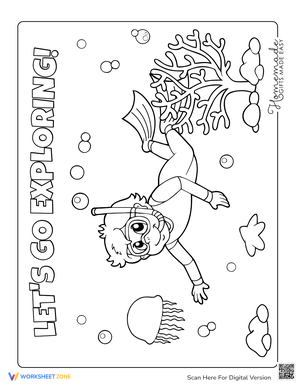 Summer Fun: Snorkeling Boy Coloring Page