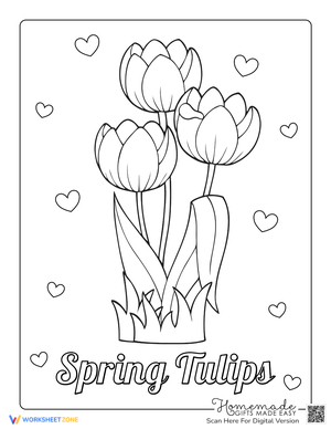Tulips in Spring: A Beautiful Coloring Page