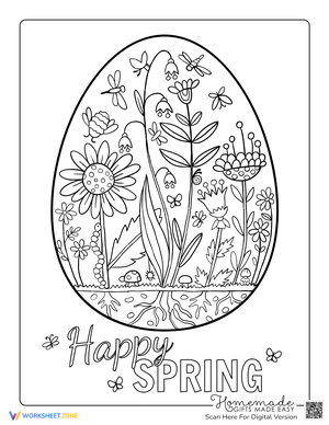 Egg Garden Scene: Spring Coloring Page Fun