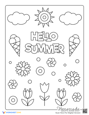 Hello Summer Coloring Page
