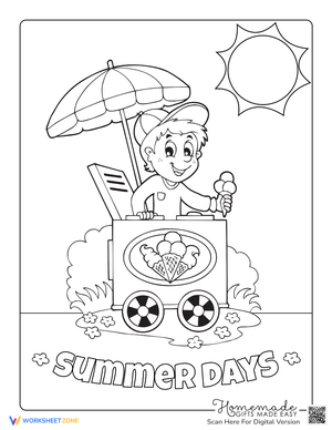Ice Cream Stand Summer Coloring Page