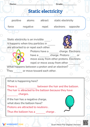 Learn About Static Electricity – Fill in the Blanks Activity