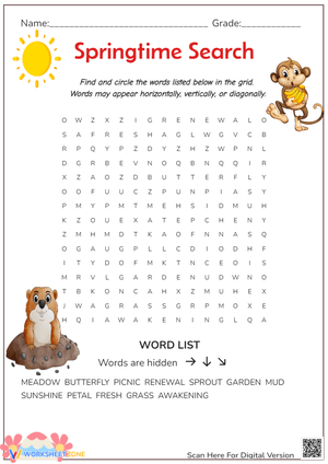 Springtime Word Search Puzzle