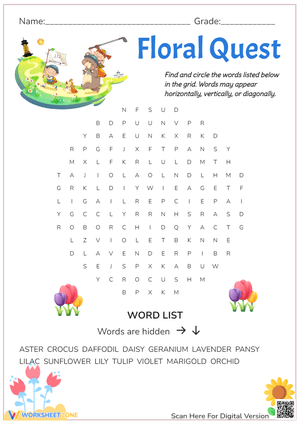 Floral Quest Word Search