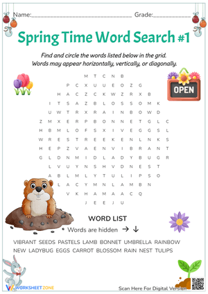 Spring Word Search: Vocabulary & Spelling Skills